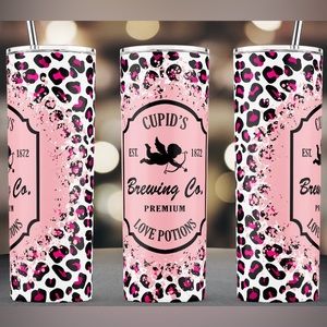 Cupids Love ❤️ Potion Leopard Print 20 oz Tumbler Lid Straw & Gift Box
